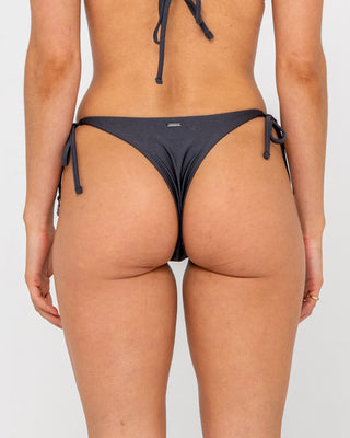 Woman wearing Shadow Brazilian Ties Bikini Bottom in Carbon
