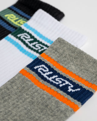 Mens Pit Crew Mid Calf 3-sock Pack in Multi