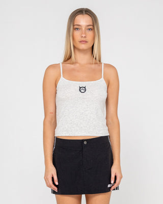 Woman wearing Core Circle Horn Tank in Ecru Marle