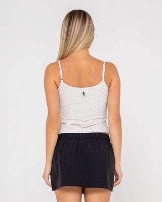 Woman wearing Core Circle Horn Tank in Ecru Marle