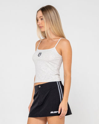 Woman wearing Core Circle Horn Tank in Ecru Marle