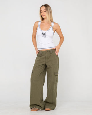 Woman wearing Aced It Tank in White