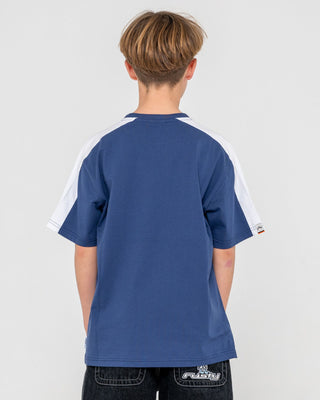 Boy wearing 2K Sing Short Sleeve Tee Boys in Dark Blue
