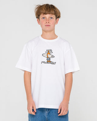 Boy wearing Dr. Dot Short Sleeve Tee Boys in White