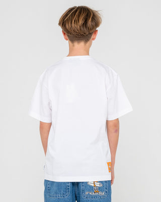 Boy wearing Dr. Dot Short Sleeve Tee Boys in White