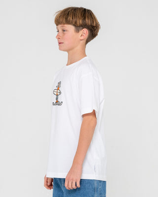 Boy wearing Dr. Dot Short Sleeve Tee Boys in White