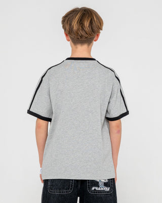 Boy wearing Graffiti Pop Short Sleeve Tee Boys in Grey Marle