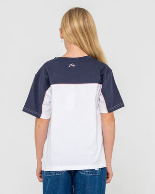 Girl wearing Polar Ops Oversized Tee Girls in White / Navy