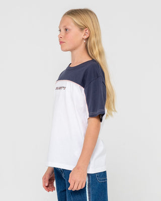 Girl wearing Polar Ops Oversized Tee Girls in White / Navy