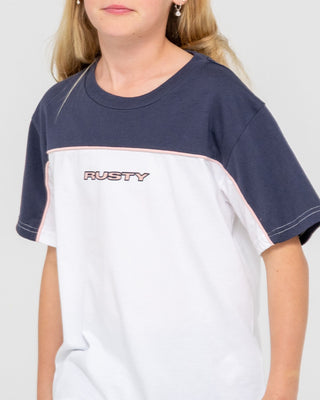 Girl wearing Polar Ops Oversized Tee Girls in White / Navy