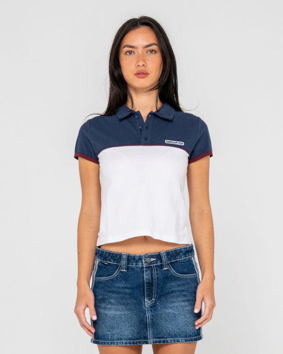 woman-wearing-insert-dad-joke-baby-polo-tee-in-multi