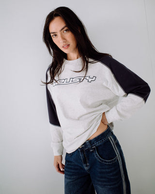 Woman wearing Timmy Target Contrast L/S Tee in Ecru Marle