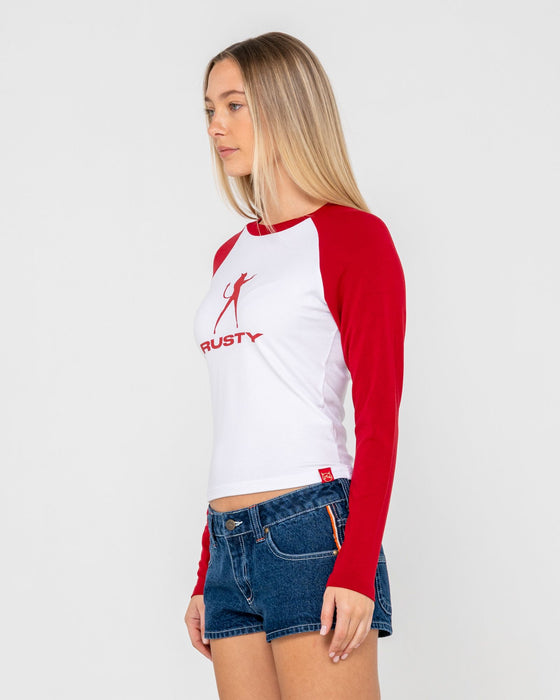 woman-wearing-devil-raglan-l-s-sleeve-fitted-tee-in-white