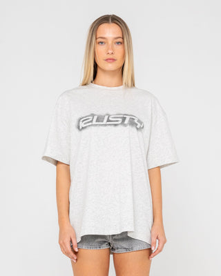 Woman wearing Sprayer Oversize Tee in Ecru Marle