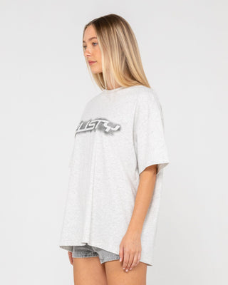 Woman wearing Sprayer Oversize Tee in Ecru Marle