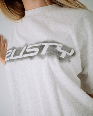 Woman wearing Sprayer Oversize Tee in Ecru Marle