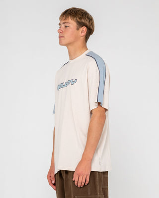 Man wearing Alonso Short Sleeve Tee in Cream