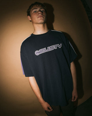 Man wearing Alonso Short Sleeve Tee in Navy Blue 3