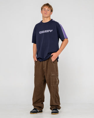 Man wearing Alonso Short Sleeve Tee in Navy Blue 3