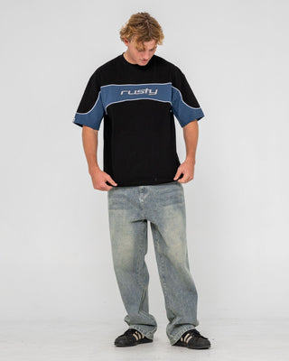 Man wearing Kinetic Short Sleeve Heavy Tee in Black