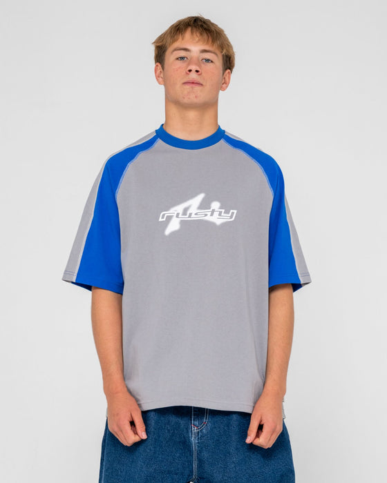 man-wearing-fade-r-short-sleeve-tee-in-stone-grey