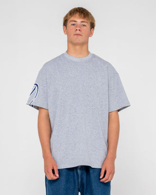 Man wearing Glaze-r Short Sleeve Tee in Grey Marle