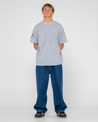 Man wearing Glaze-r Short Sleeve Tee in Grey Marle