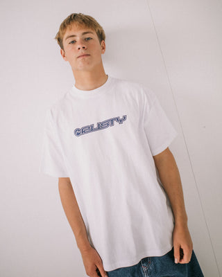 Man wearing Flip Daddy 2.0 Short Sleeve Tee in White