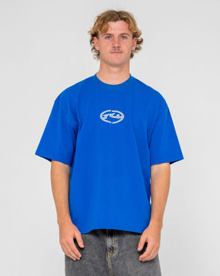Man wearing Turbo Short Sleeve Tee in Royal Blue
