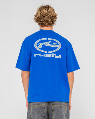Man wearing Turbo Short Sleeve Tee in Royal Blue