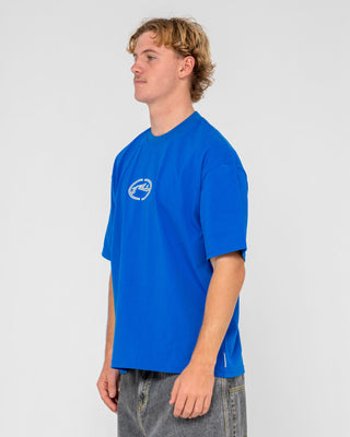 Man wearing Turbo Short Sleeve Tee in Royal Blue