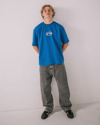 Man wearing Turbo Short Sleeve Tee in Royal Blue