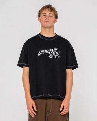 Man wearing Graf-r Short Sleeve Tee in Black
