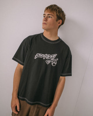 Man wearing Graf-r Short Sleeve Tee in Black
