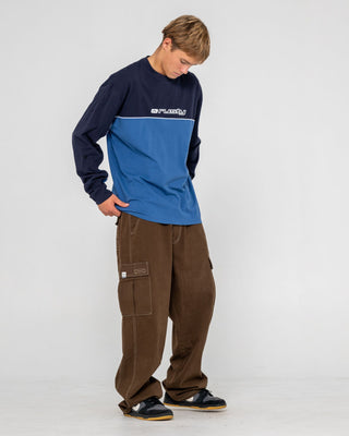 Man wearing Infinity Long Sleeve Tee in Atlantic Blue