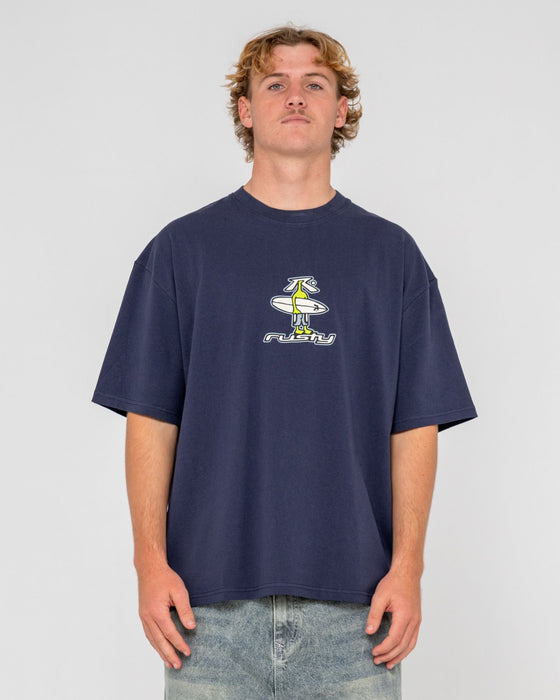 man-wearing-dr-dot-short-sleeve-tee-in-dark-blue