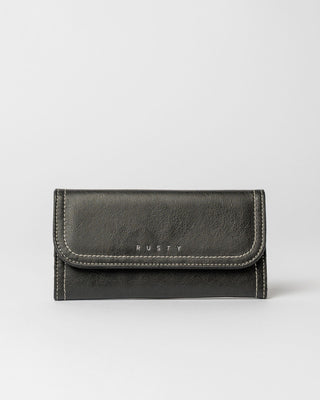 Womens Mallory Flap Wallet in Black