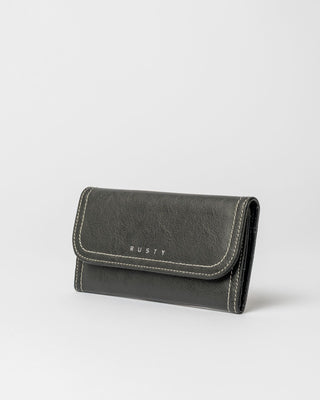 Womens Mallory Flap Wallet in Black
