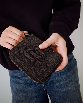 Womens Roxanne Denim Compact Wallet in Washed Black