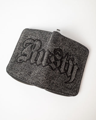 Womens Roxanne Denim Compact Wallet in Washed Black