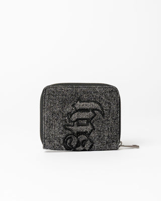 Womens Roxanne Denim Compact Wallet in Washed Black