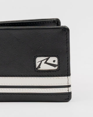 Mens White Lines Leather Wallet in Black