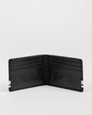 Mens White Lines Leather Wallet in Black