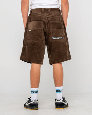 Man wearing Flip Daddy Tapeless Cord Short in Dark Choc