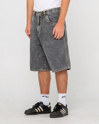 Man wearing Redemption Jort in Washed Black 2