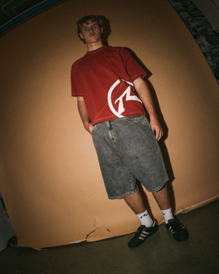 Man wearing Redemption Jort in Washed Black 2