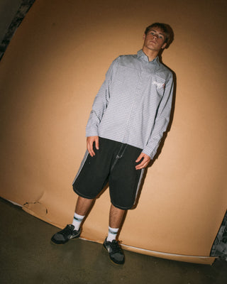 Man wearing Flip Daddy Taped Baggy Short in Black