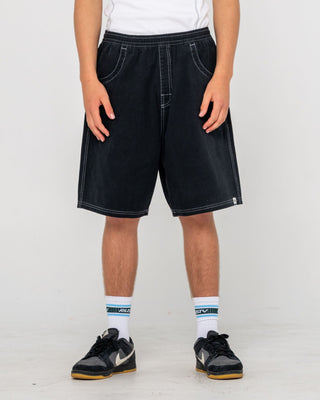 Man wearing Flip Daddy Elastic Baggy Short in Black