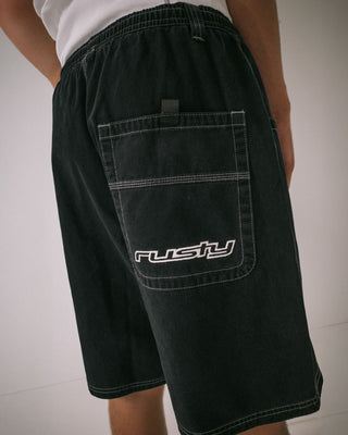 Man wearing Flip Daddy Elastic Baggy Short in Black