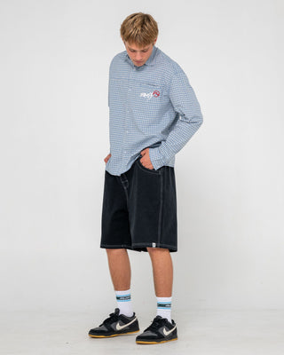 Man wearing Flip Daddy Elastic Baggy Short in Black